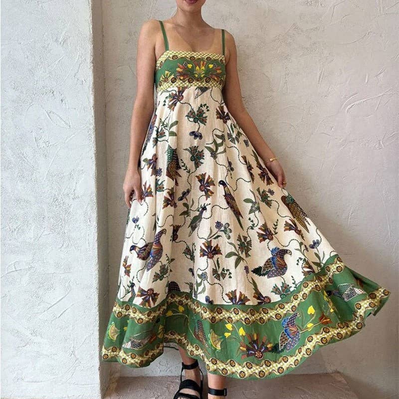 Graffiti Print Halter Maxi Dress