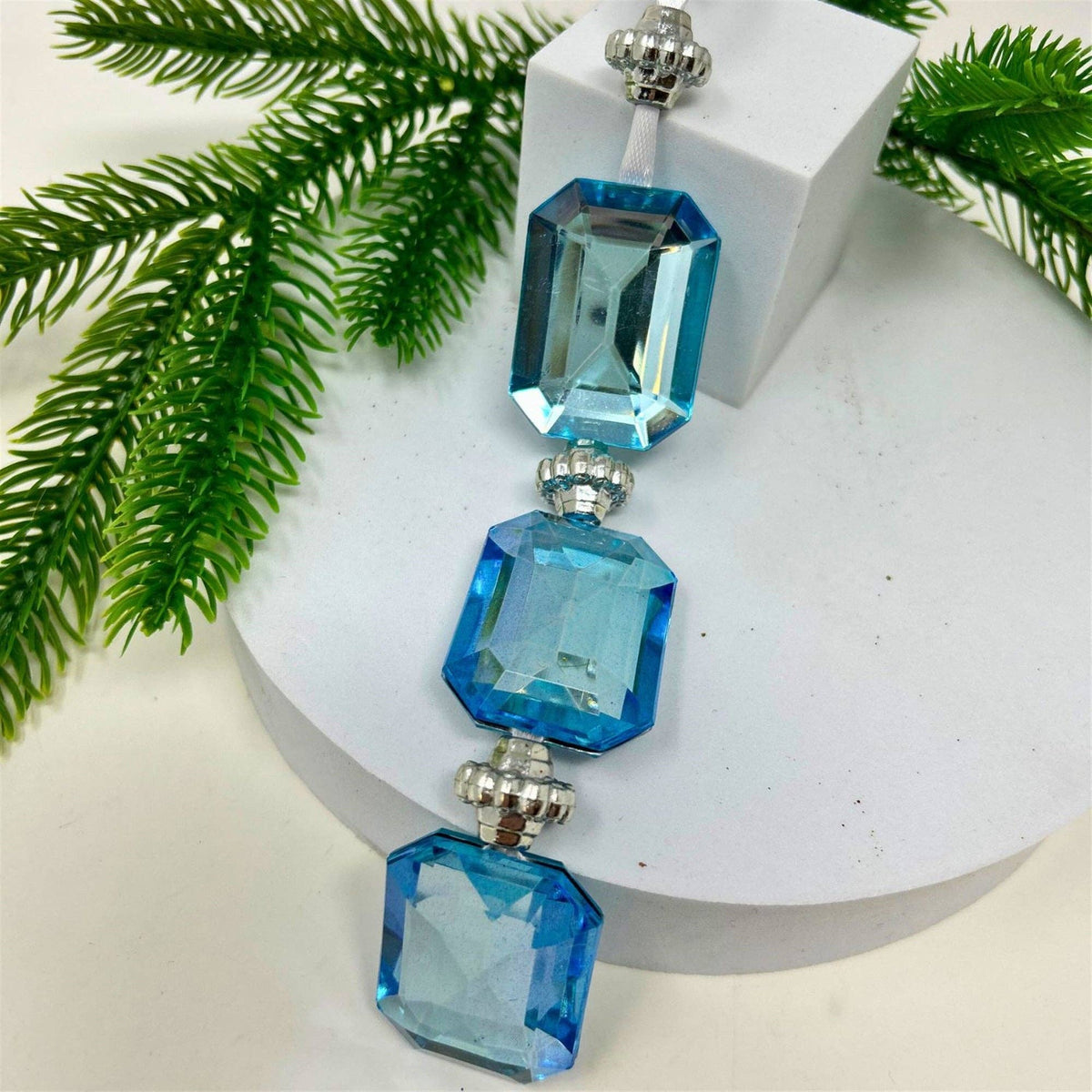 Acrylic Jewel Hanging Ornament - Blue 1.2x0.5x6.5"