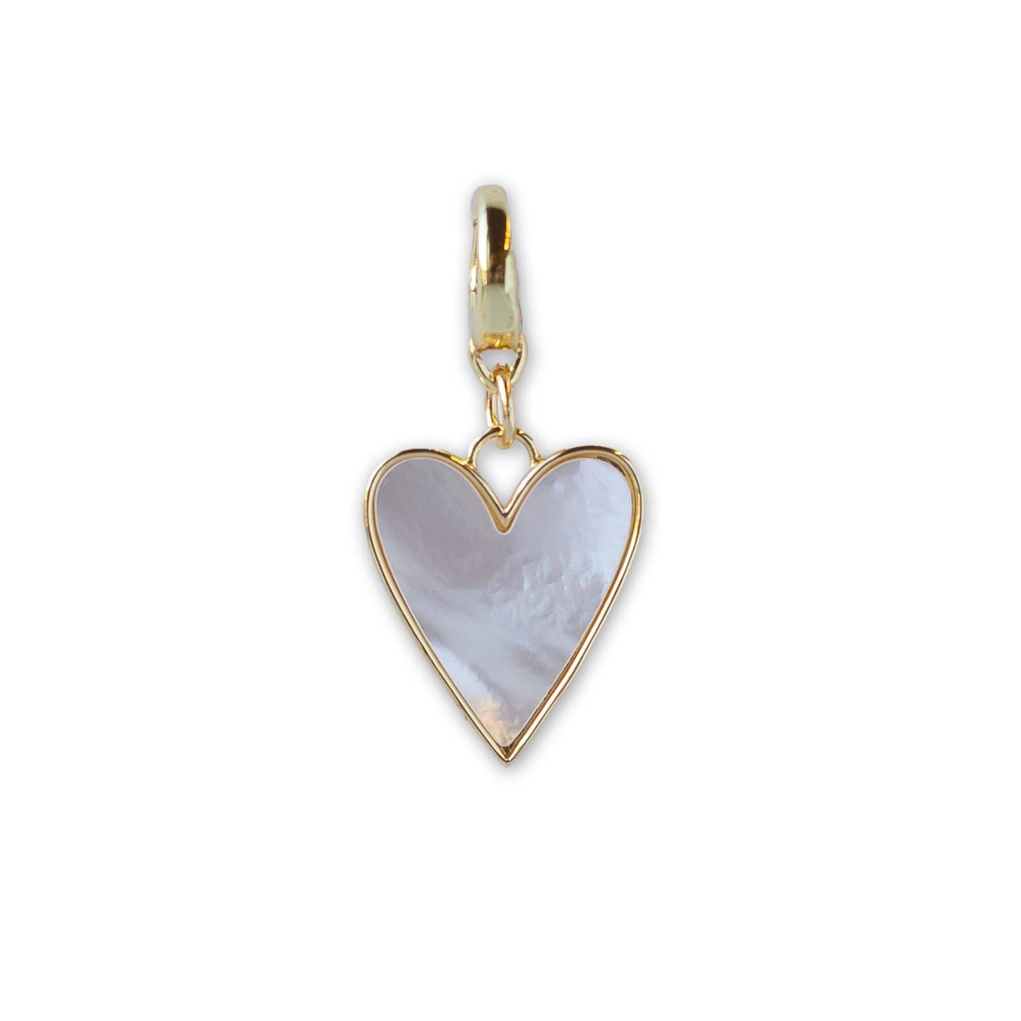 Mother of Pearl Heart Charm w/ Hinged Clip