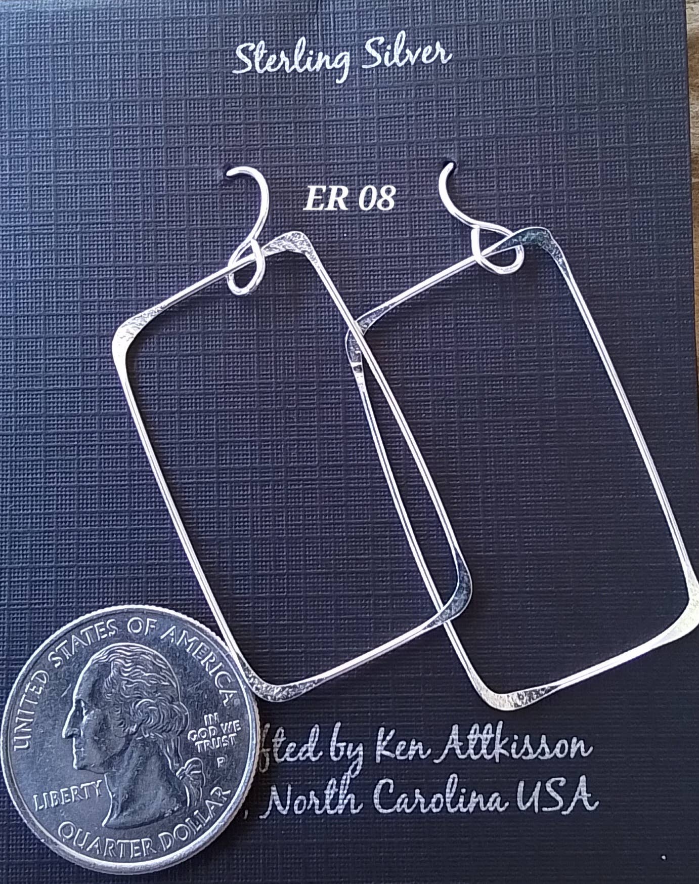 Sterling Silver Earrings Large Rectangle
