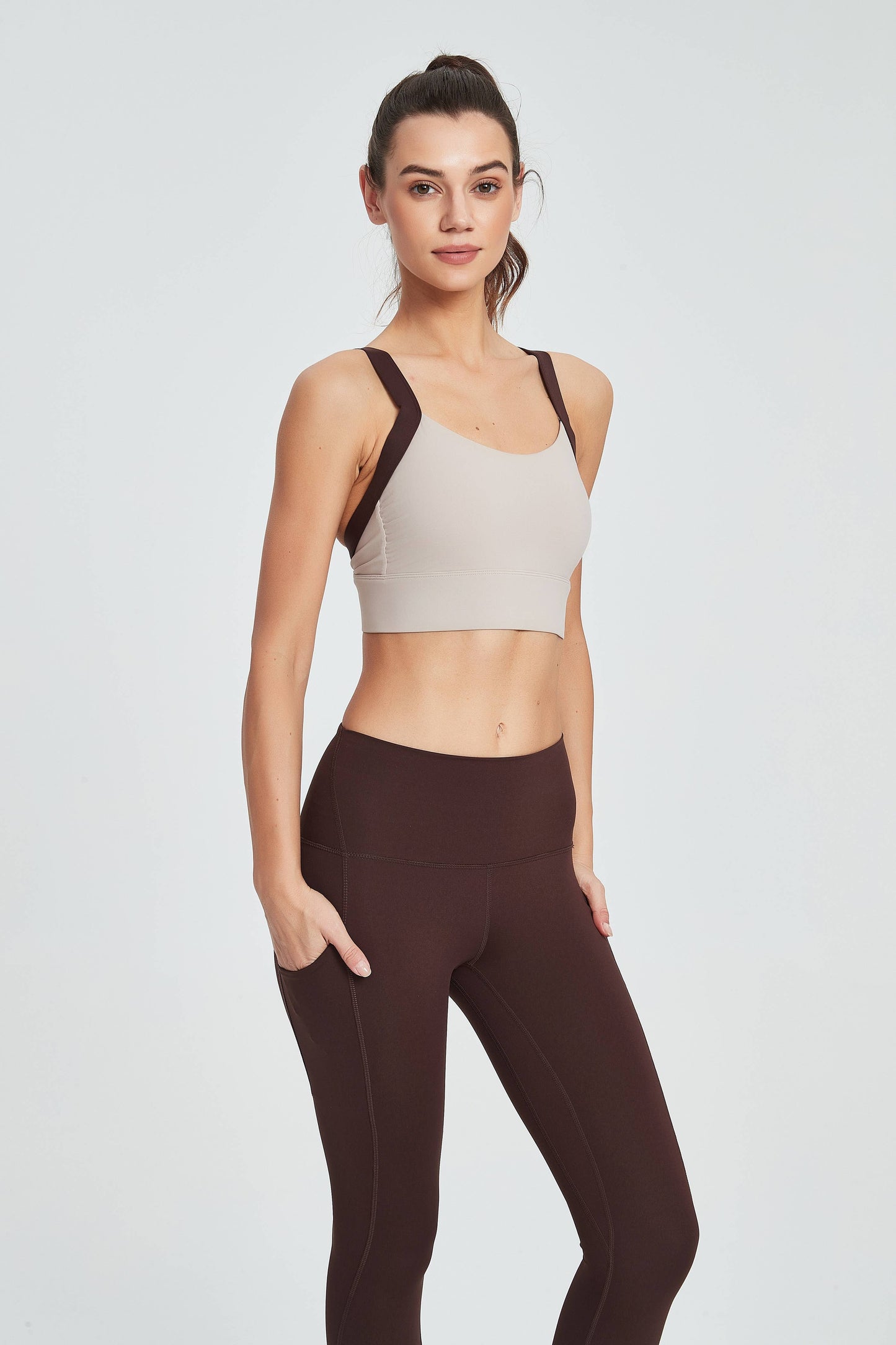 Clara Lycra® Color Contrast Strappy Back Sports Bra