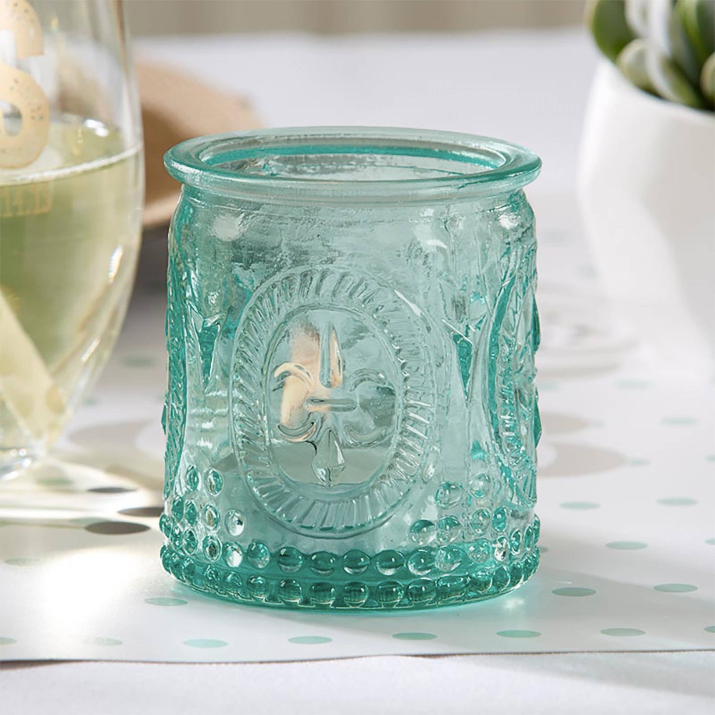 "Vintage" Blue Glass Tea Light Holder