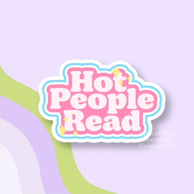 Hot People Read Retro Pink Sticker | Book Lover Vinyl Sticker