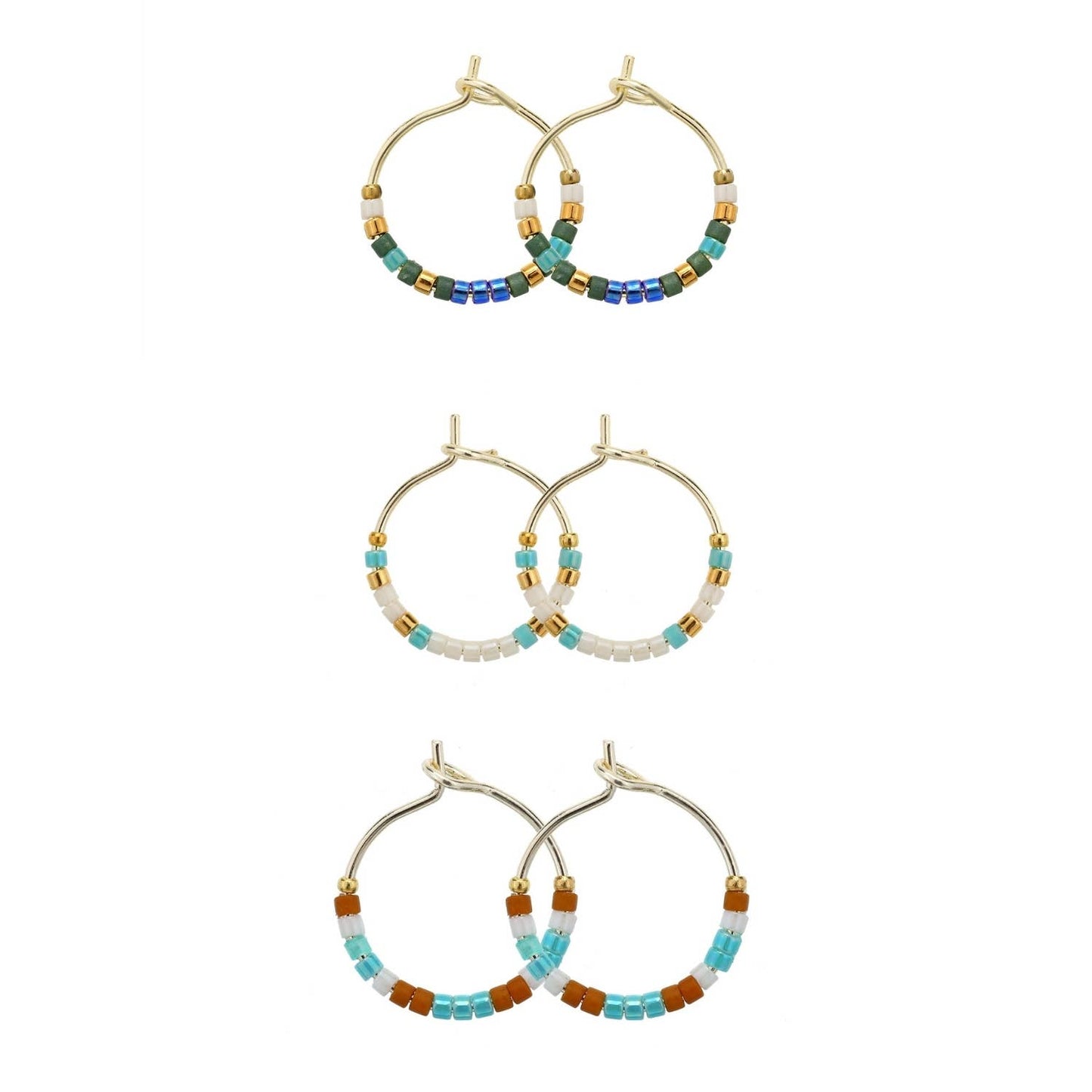 Sale - Set/3 Petite Miyuki Delica Hoops