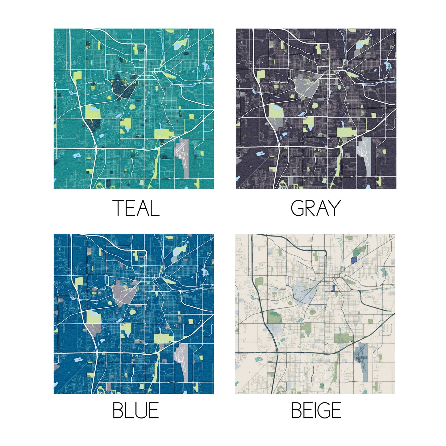 Watercolor City Map Coasters - Your City - Custom Order