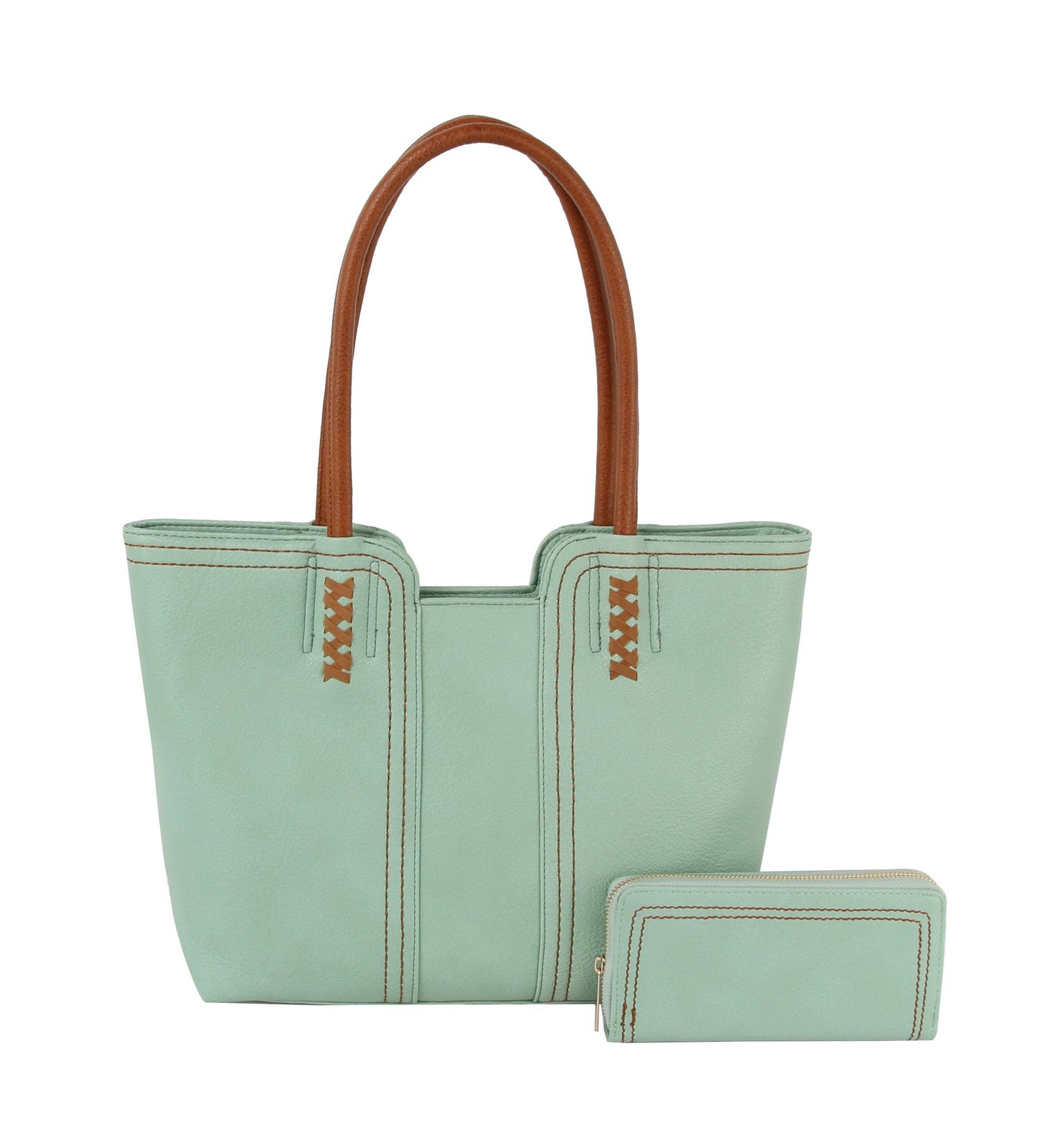 2 in 1 stitch detail matching tote and purse set