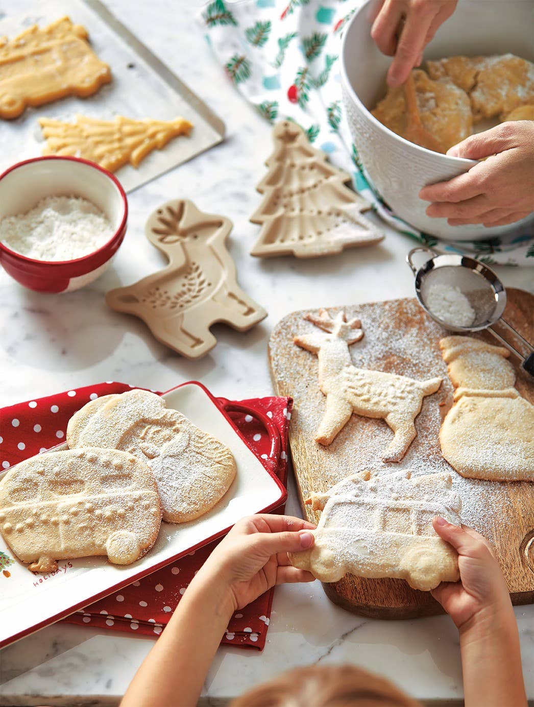 Fir Tree Cookie Mold White Porcelain Christmas