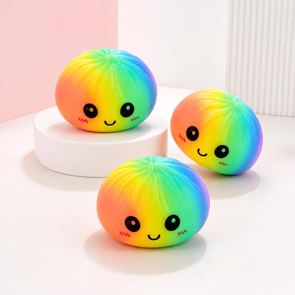 12PCS - Rainbow Steamed Bao Bun Dumpling Squeeze Squishy Stress Relief Toy