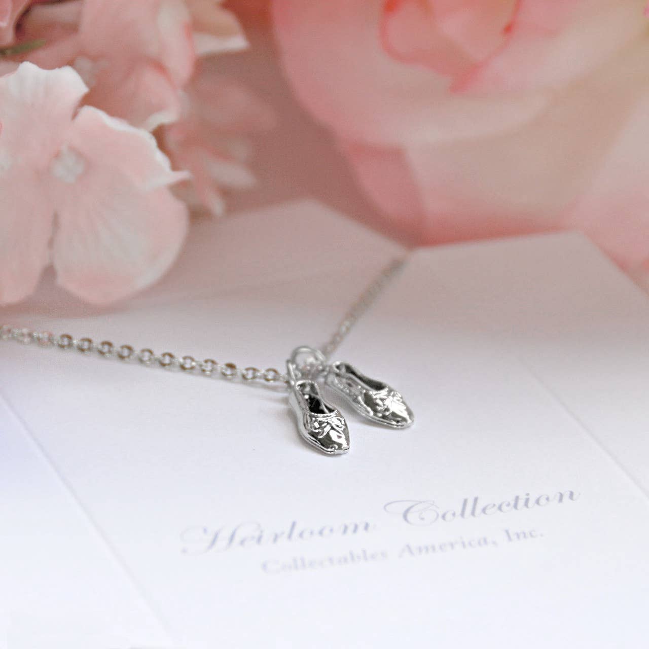 Dance Ballet Shoes Necklace Rhodium