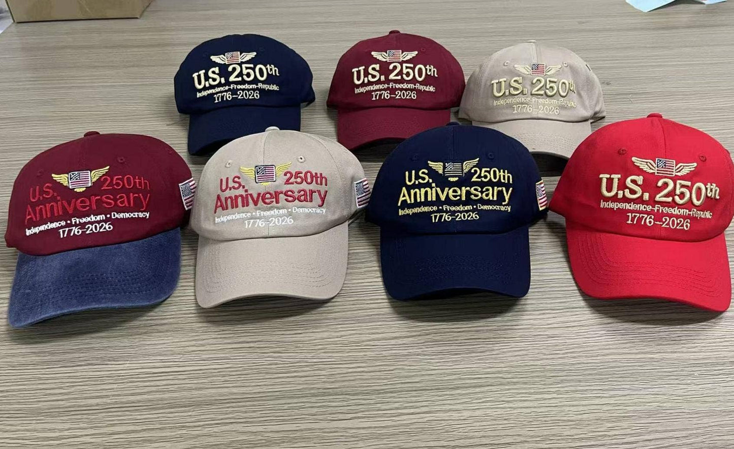 250th Anniversary Flag Embroidered Baseball Cap