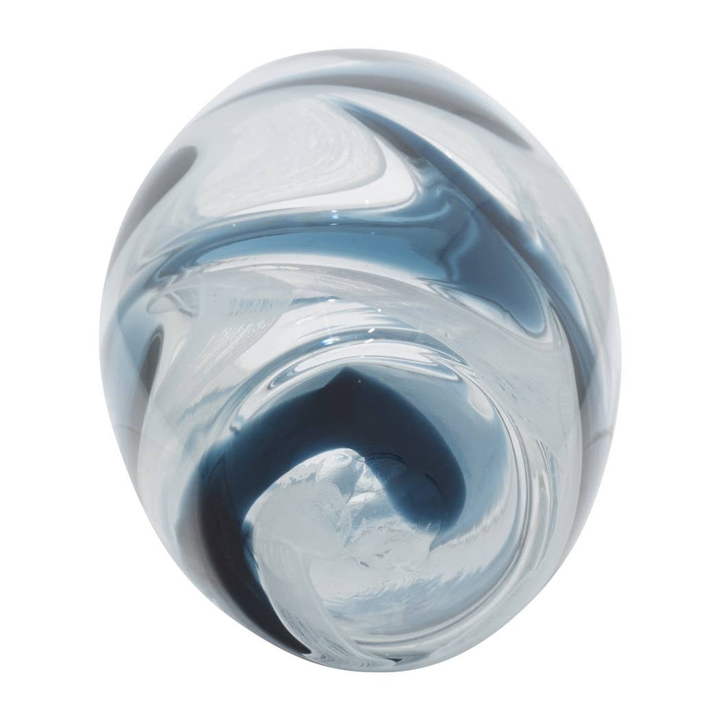 Glass Hand Blown Coastal Swirl Vase - Blue, 12 in.