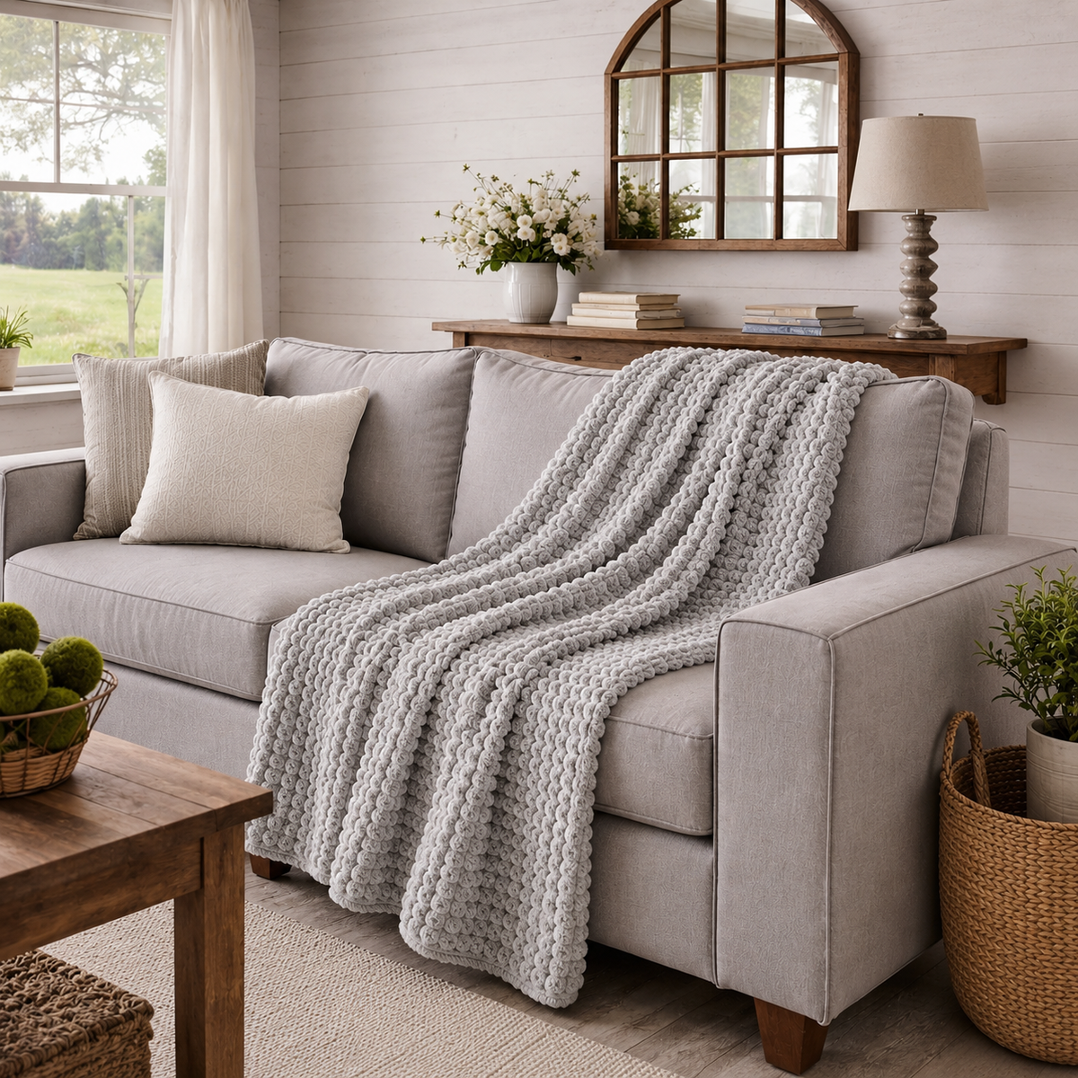 Textured Waffle Large Throw Blanket - 60"x80"