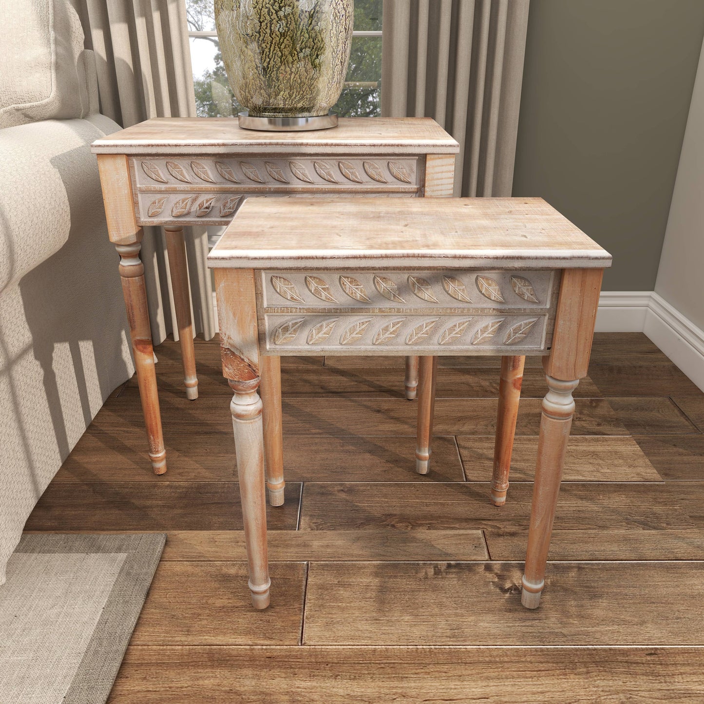 Farmhouse Brown Wooden Accent Table Large