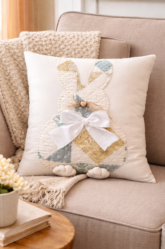 Puff Paw Quilt Rabbit Pillow Handmade Decor