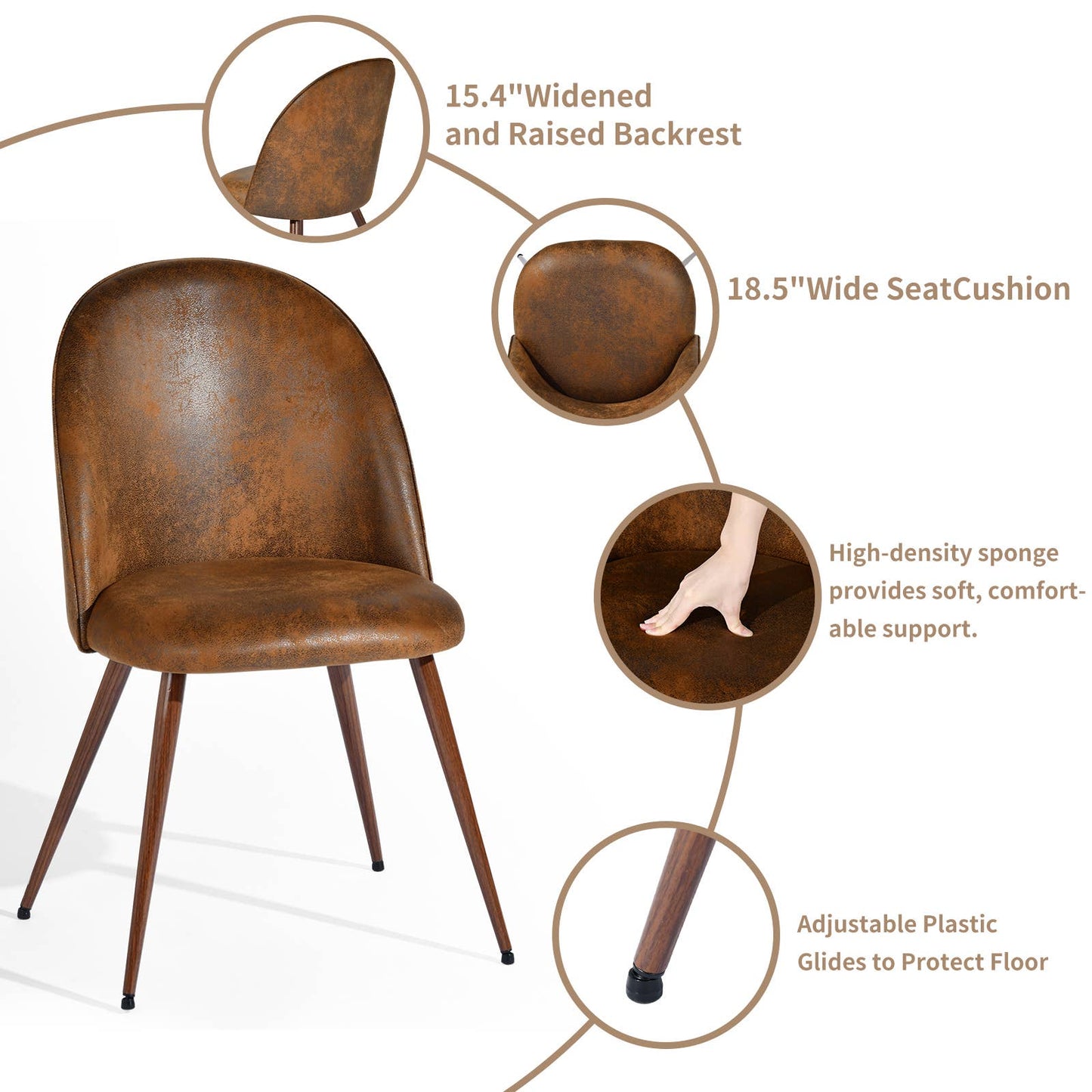 5-Piece Dining Set-63" Wave-Edge Wal Table and Chair Options