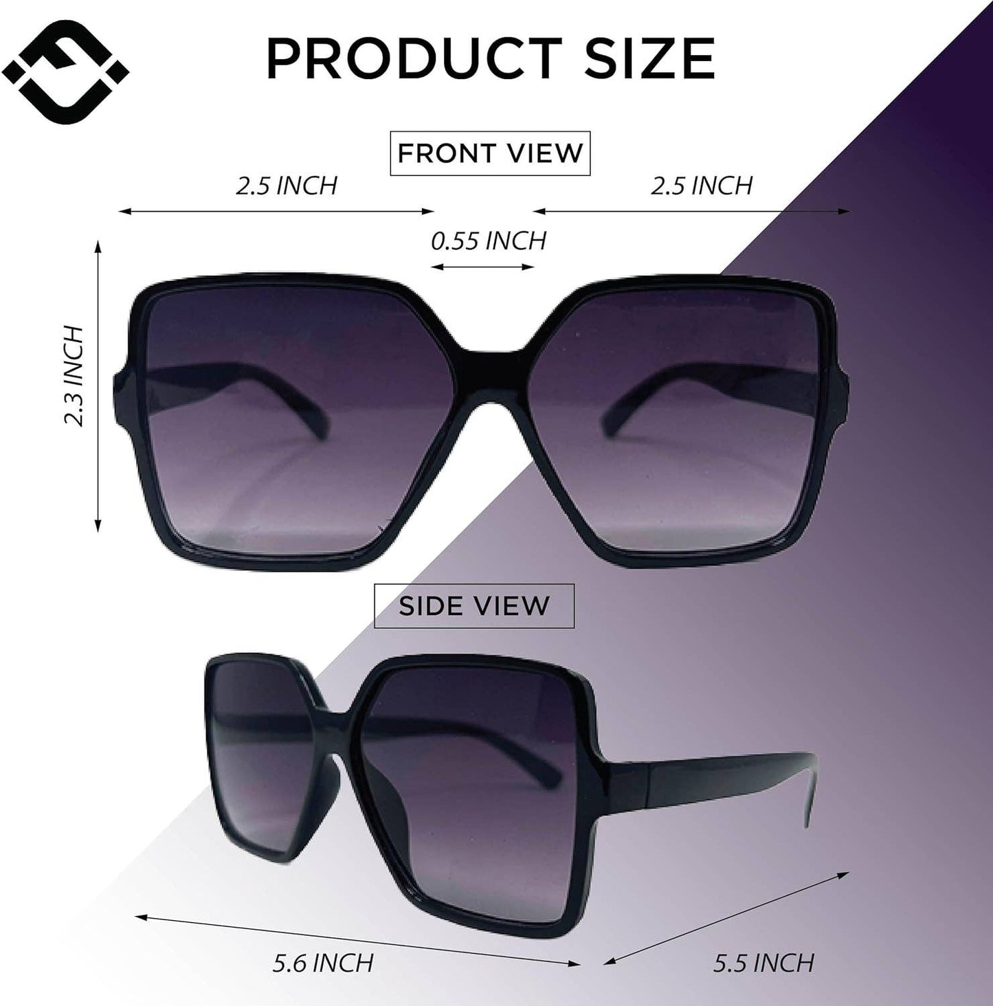 Oversized Square Sunglasses - Black/Ombre Smoke