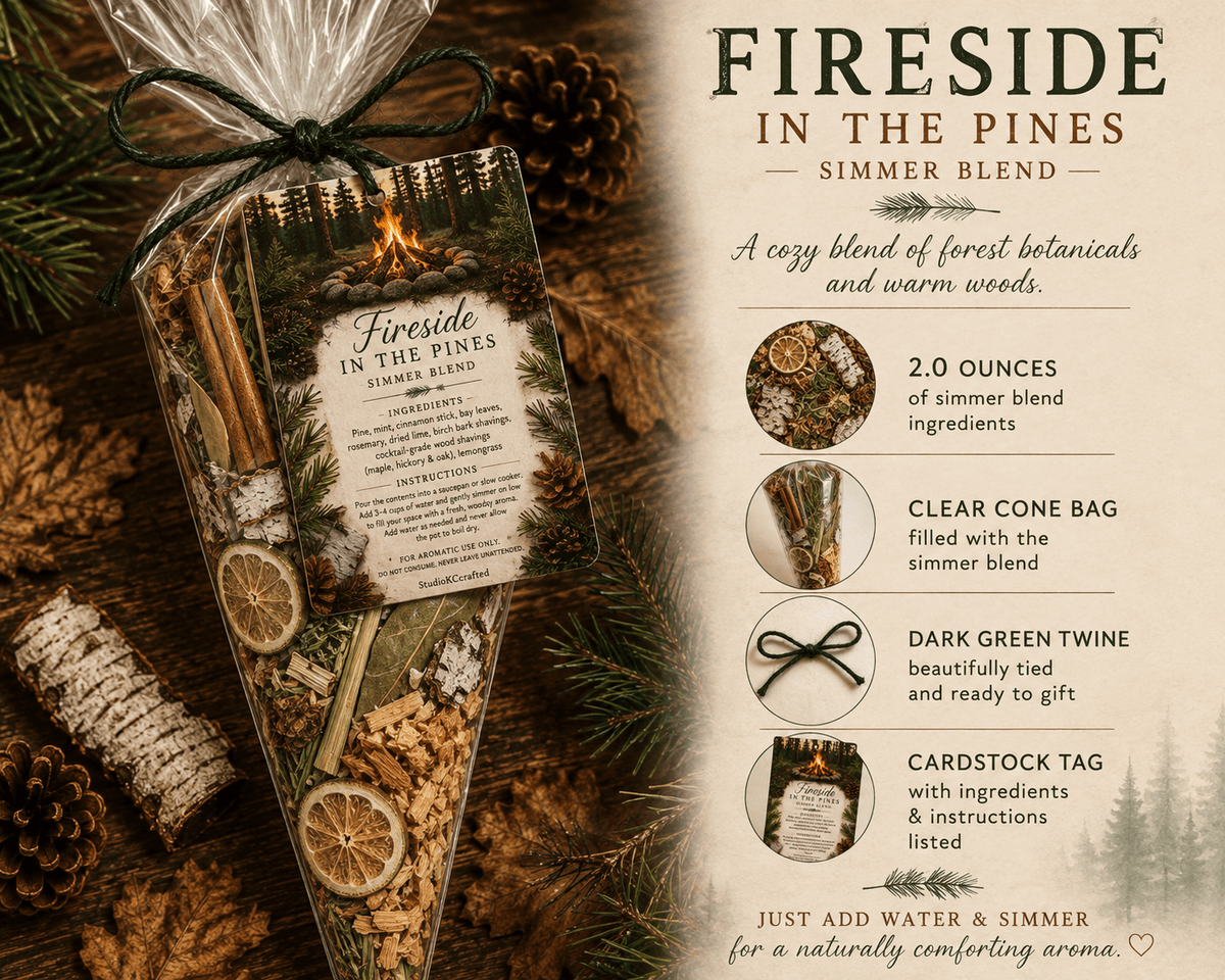 Fireside in the Pines Simmer Blend | Woodsy Pine, Birch Bark