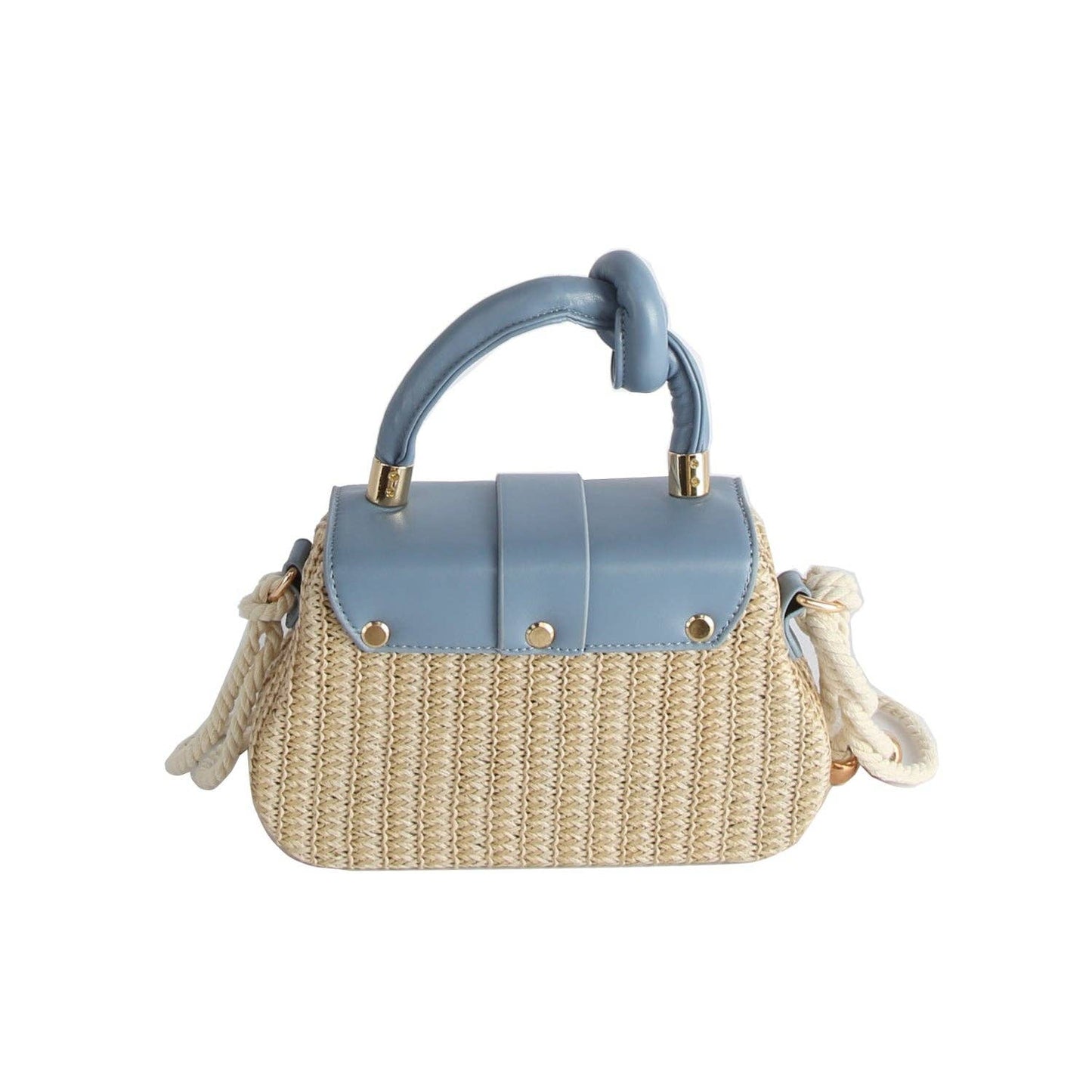 Flower Buckle Straw Woven Crossbody Bag