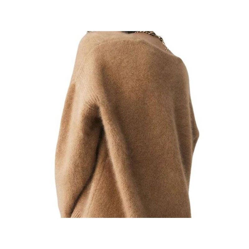 Loose V-Neck Cashmere-Like Sweater
