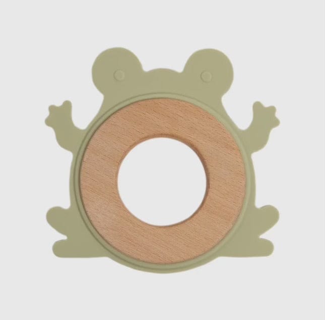 Silicone and Wooden Frog Teether