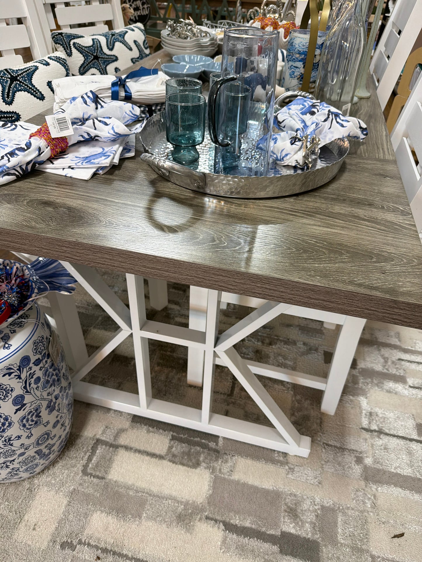 Gray and White Farmouse table