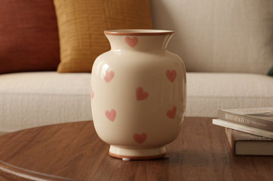 White and Pink Heart vase