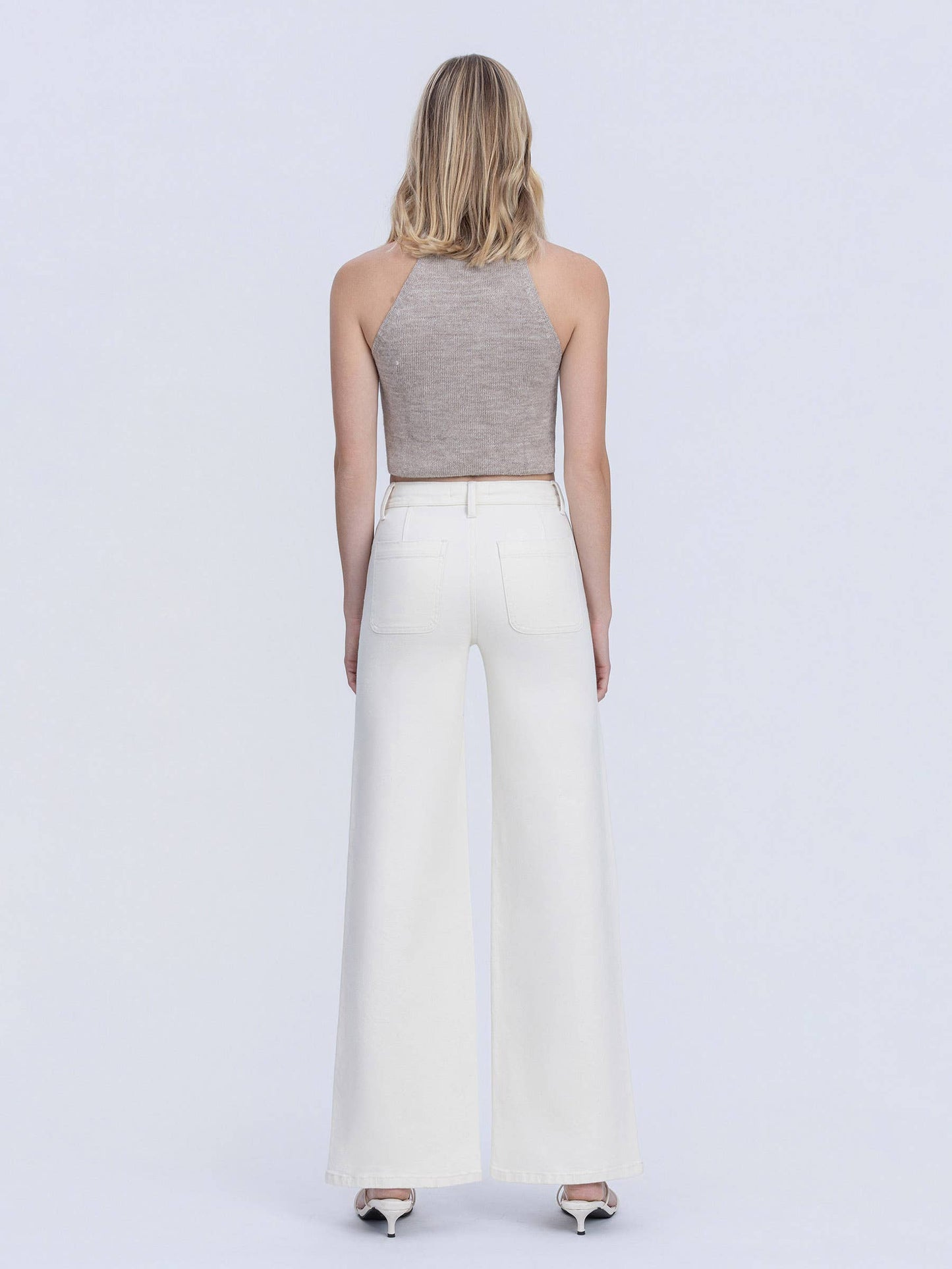 HIGH RISE NATURAL COLOR DRAWSTRING WIDE LEG JEANS T7259NTR