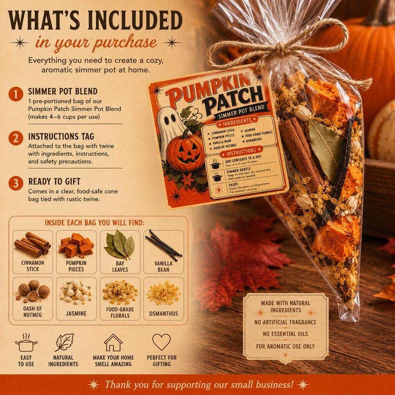 Pumpkin Patch Simmer Pot Kit, natural Fall Simmer Pot Blend