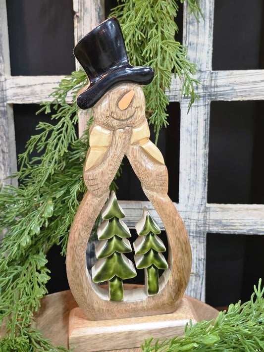 Snowman W/ Trees 12x5in