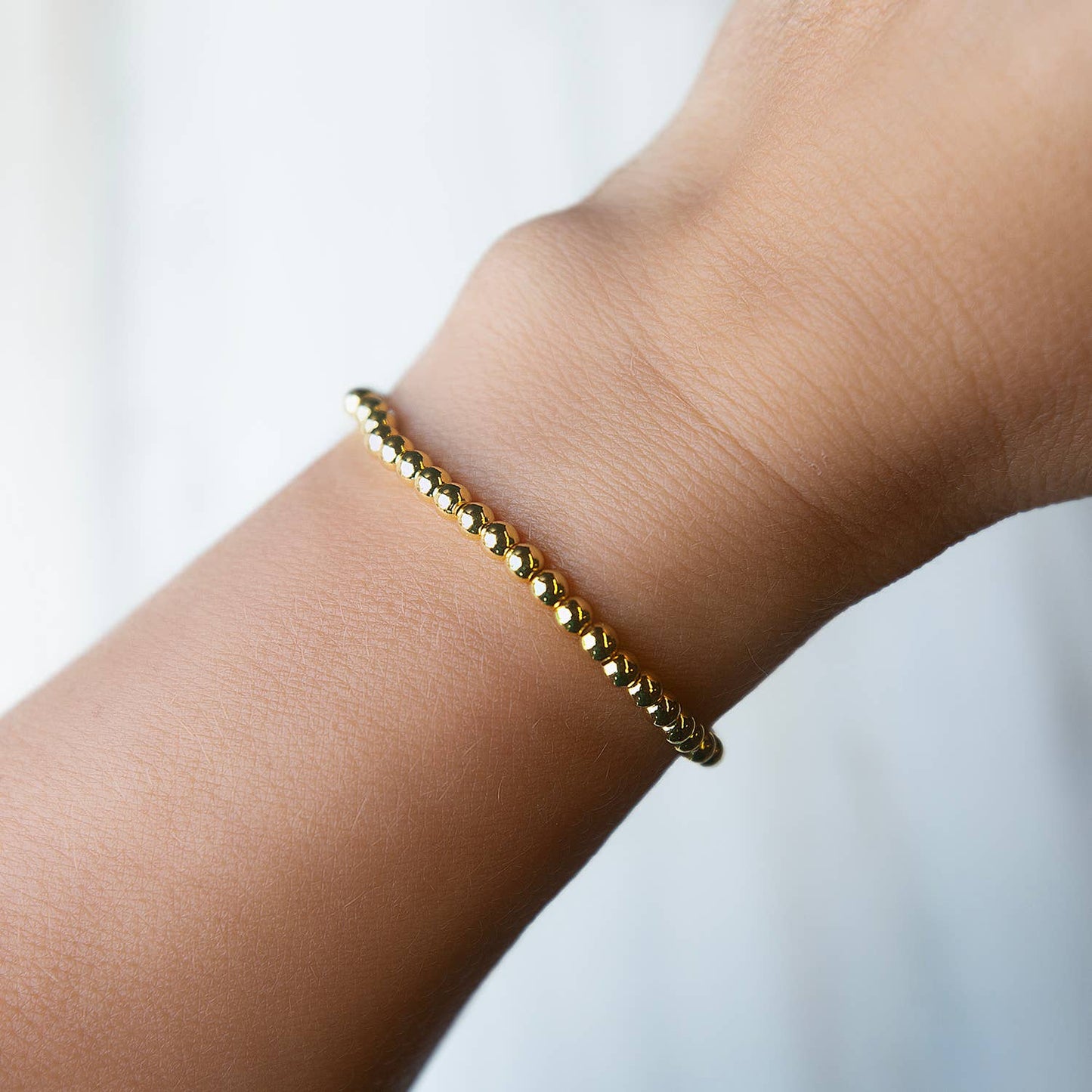 Tarnish Resistant Gold Plated 4mm Beaded Stretch Bracelet
