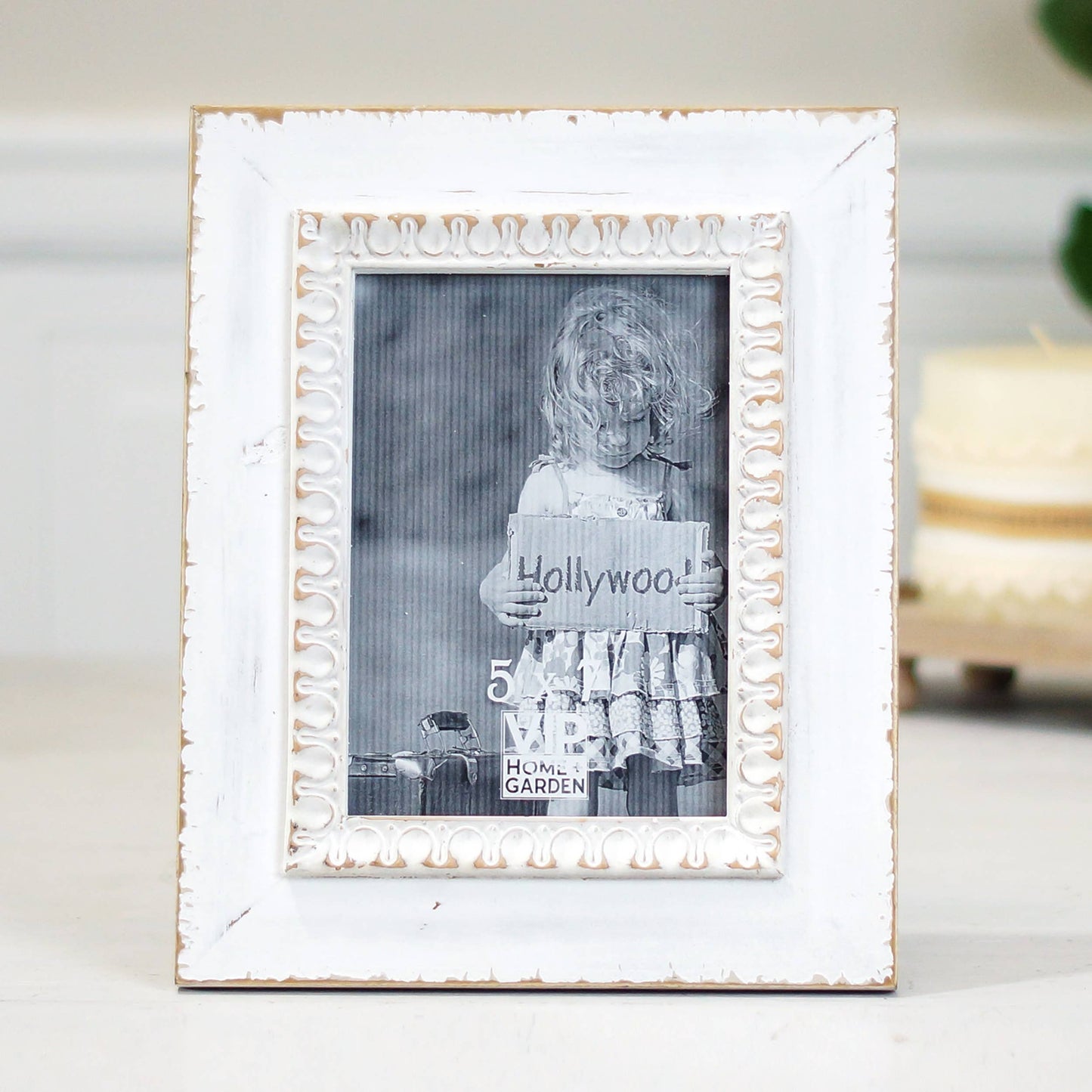 Wood 10.5 in. White 5x7 Photo Frame