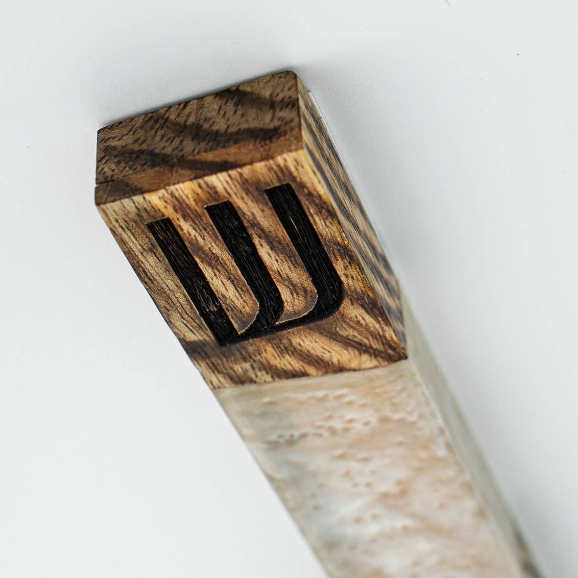 Wood and Resin Mezuzah - White - Judaica