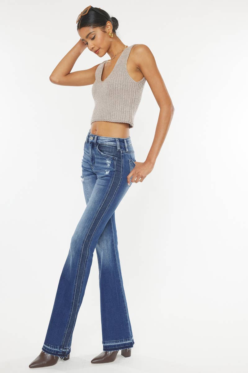 OPEN PACK SIDE PANEL HIGH RISE FLARE JEANS-KC9326D