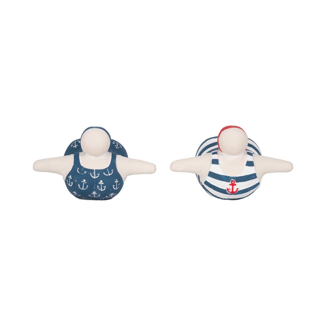 Figurines- Blue Ceramic Bathing Beauties, 7 in.