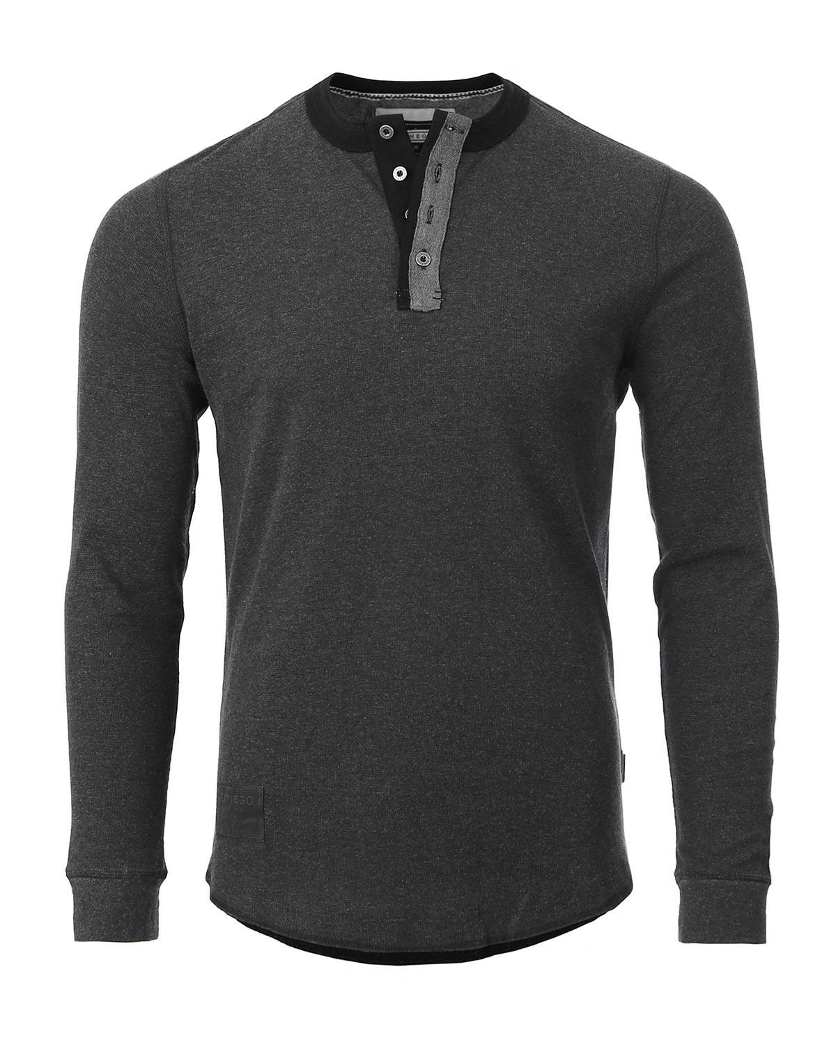 LS608 ZIMEGO Mens Casual Thermal Long Sleeve Henley Shirt