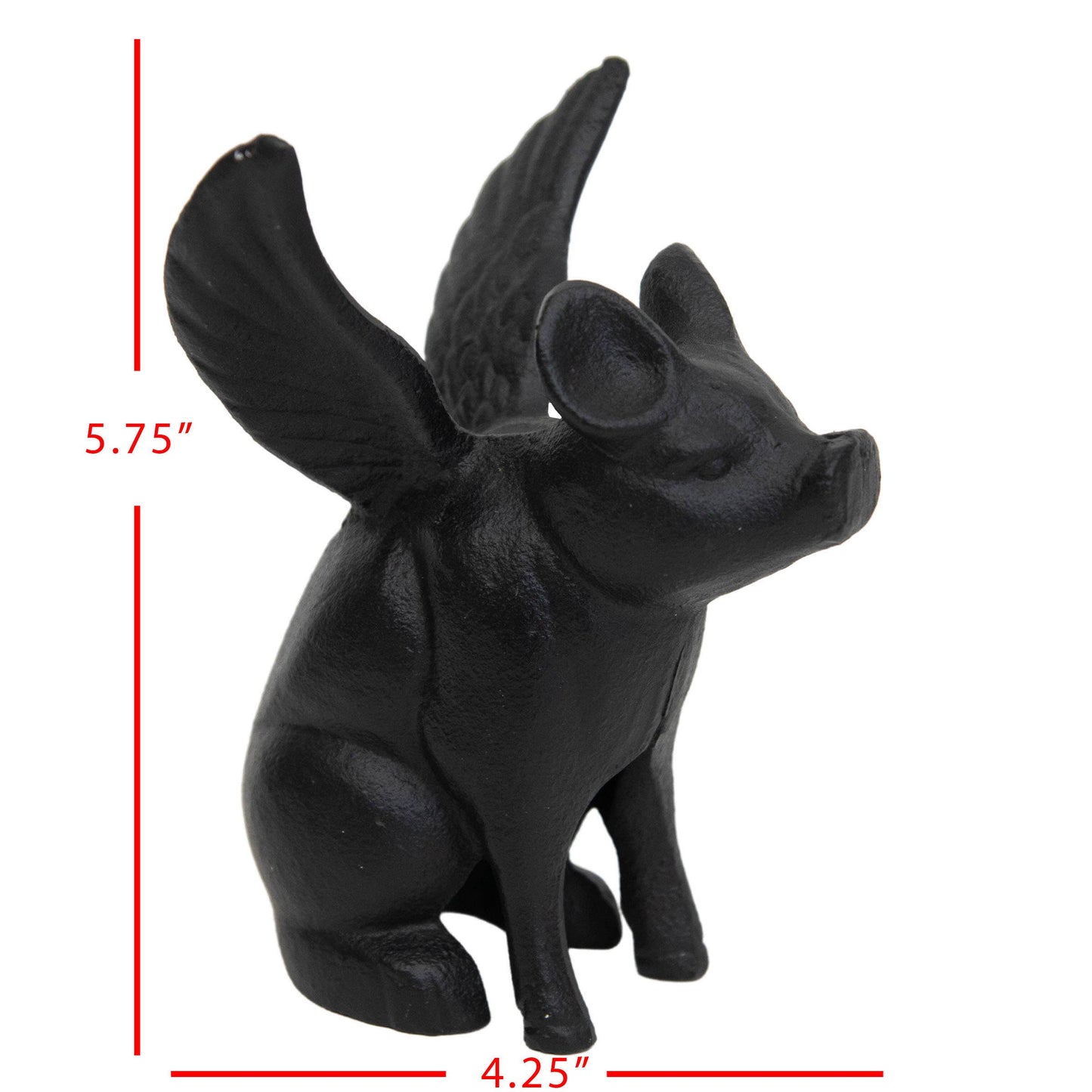 Flying Pig Farmhouse Black Cast Iron Decorative Figure