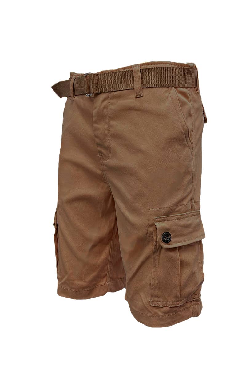 CS002 Mens Casual Cotton Belted Cargo Shorts