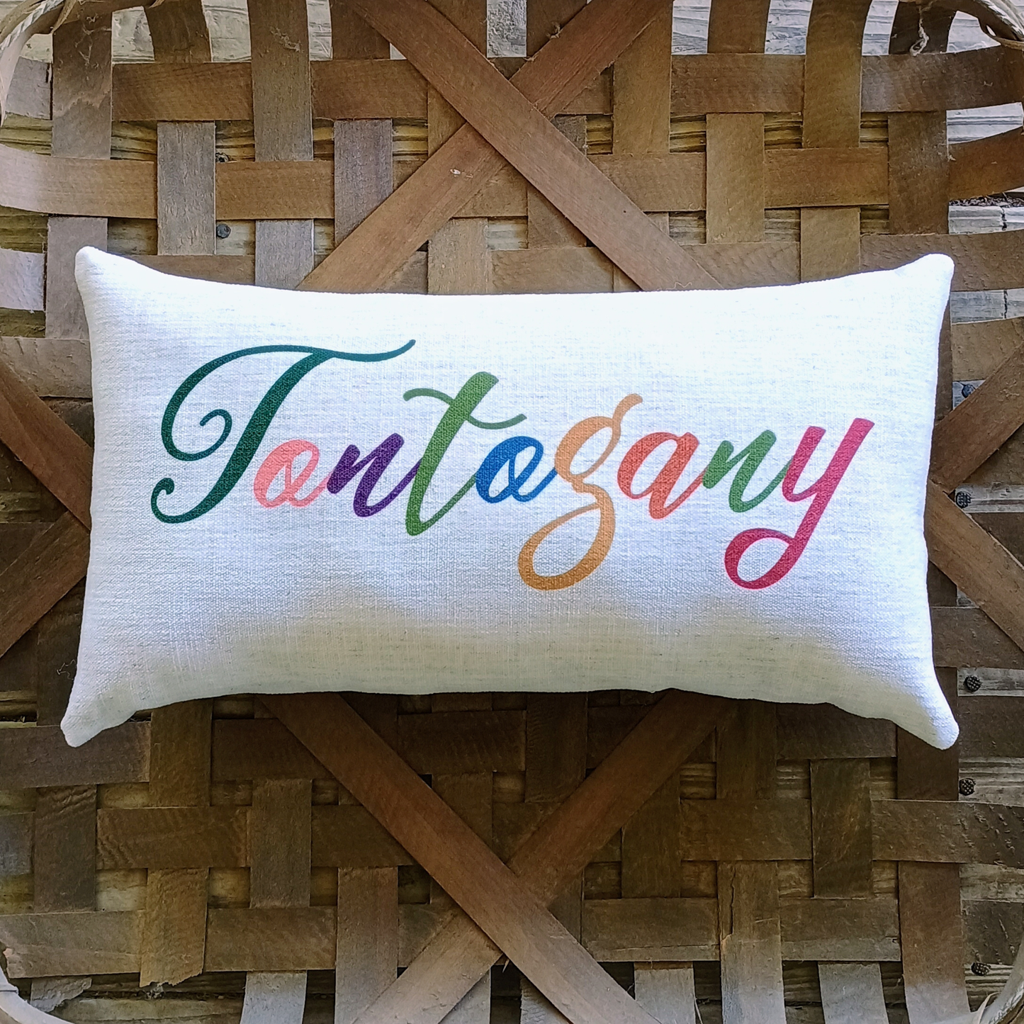 Custom Hometown Lumbar Pillow - Colorful Classic Font