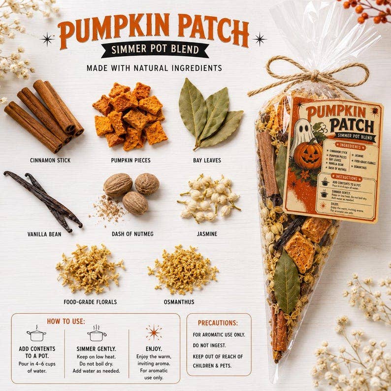 Pumpkin Patch Simmer Pot Kit, natural Fall Simmer Pot Blend