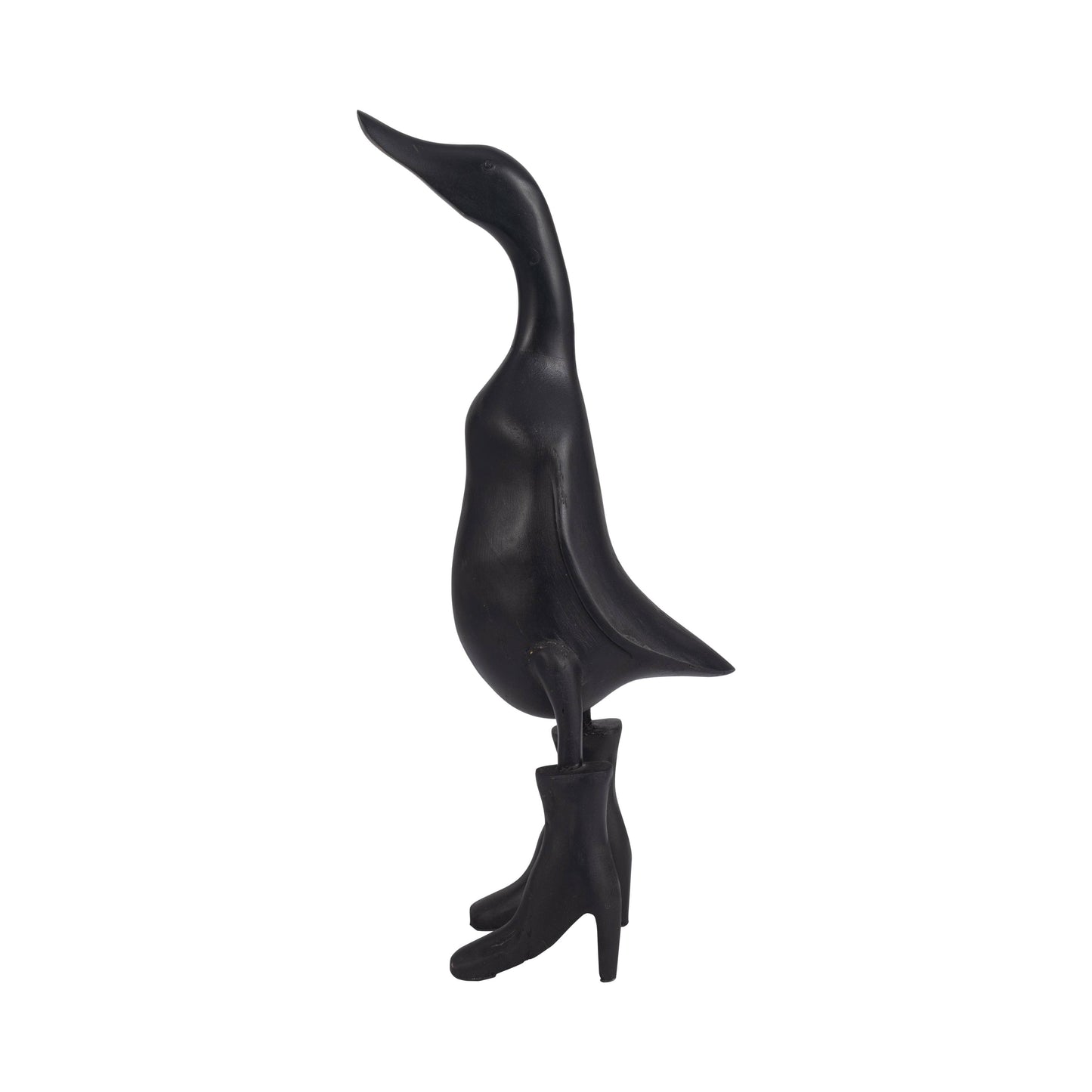 Figurine - Black Bamboo Wood Duck in Rainboots, 20 in.