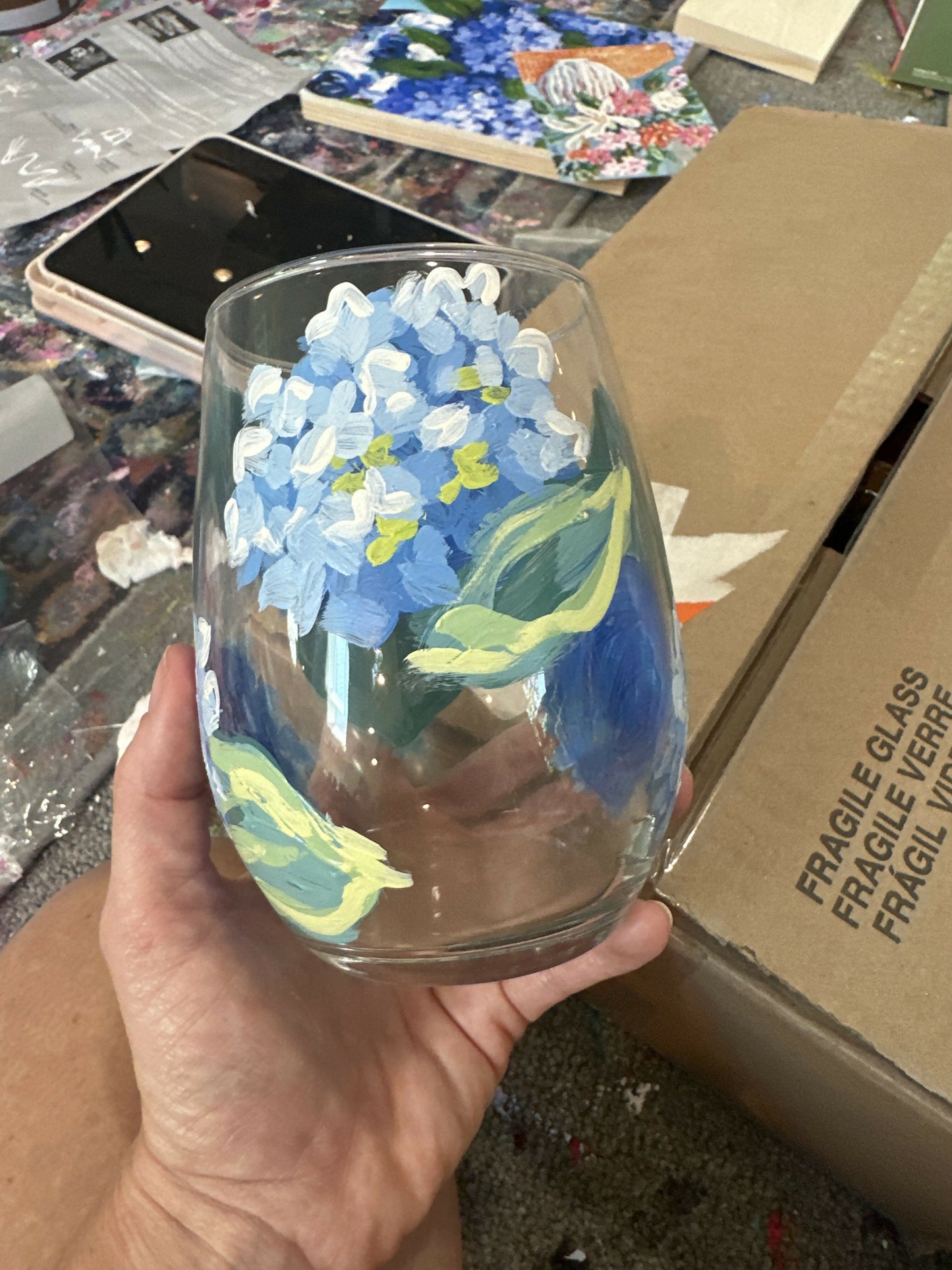 Hand painted wine glasses
