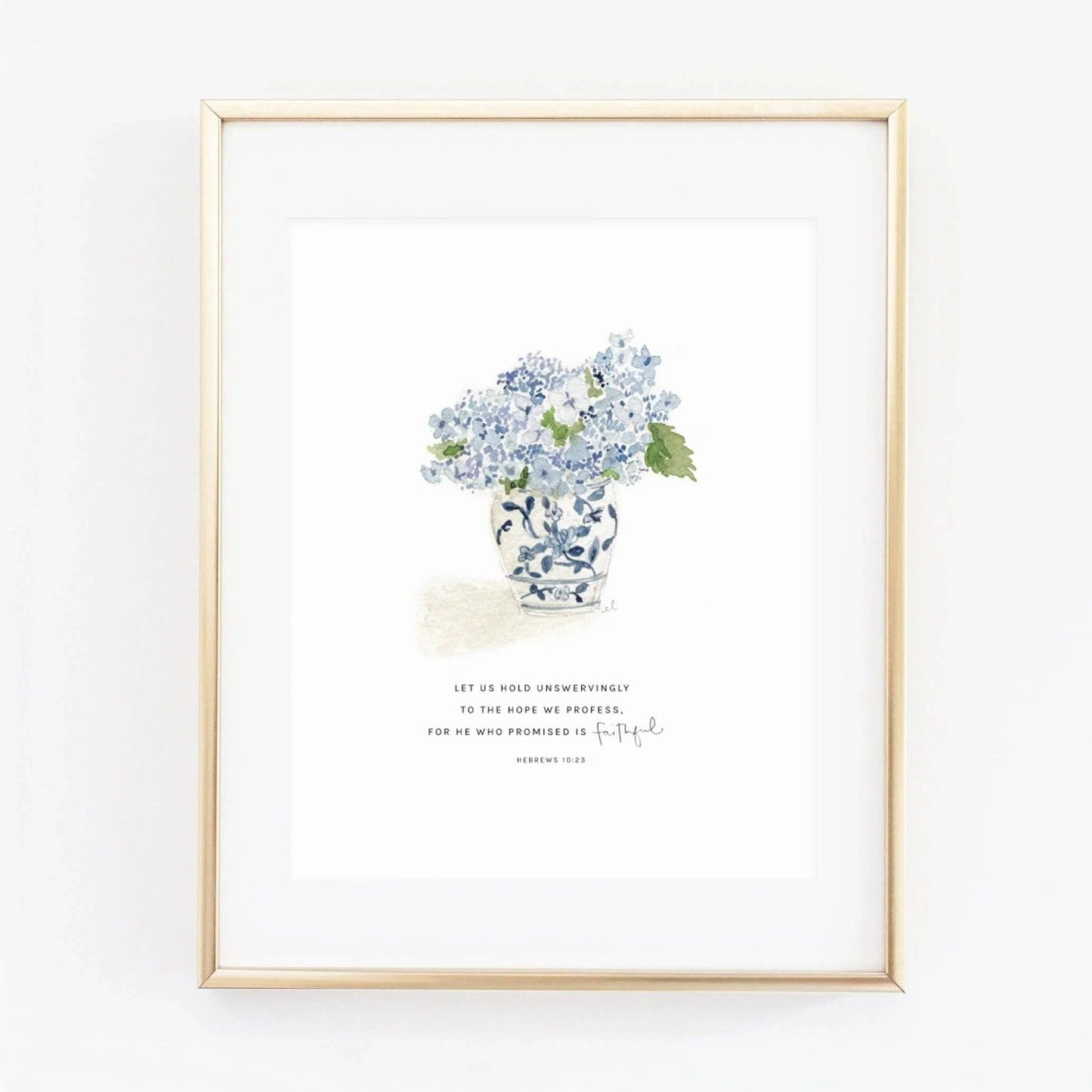 Hebrews 10:23 hydrangea bouquet scripture print