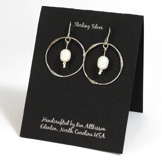 Sterling Silver Circle With Small White Pearls