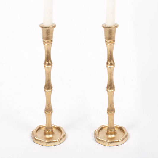 Gold Bamboo Candlestick - Large