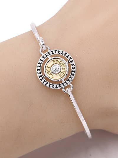 FR4263 2 Tone Winchester Bullet In Target Casting Bangle