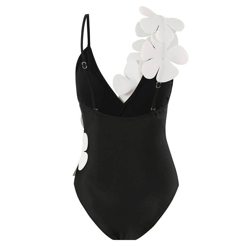 2PC Set Flower Shoulder One Piece Swimwear