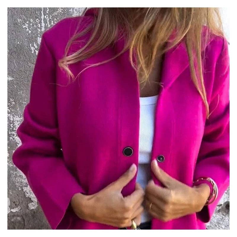 Solid Color Casual Single-Breasted Hooded Knit Jacket