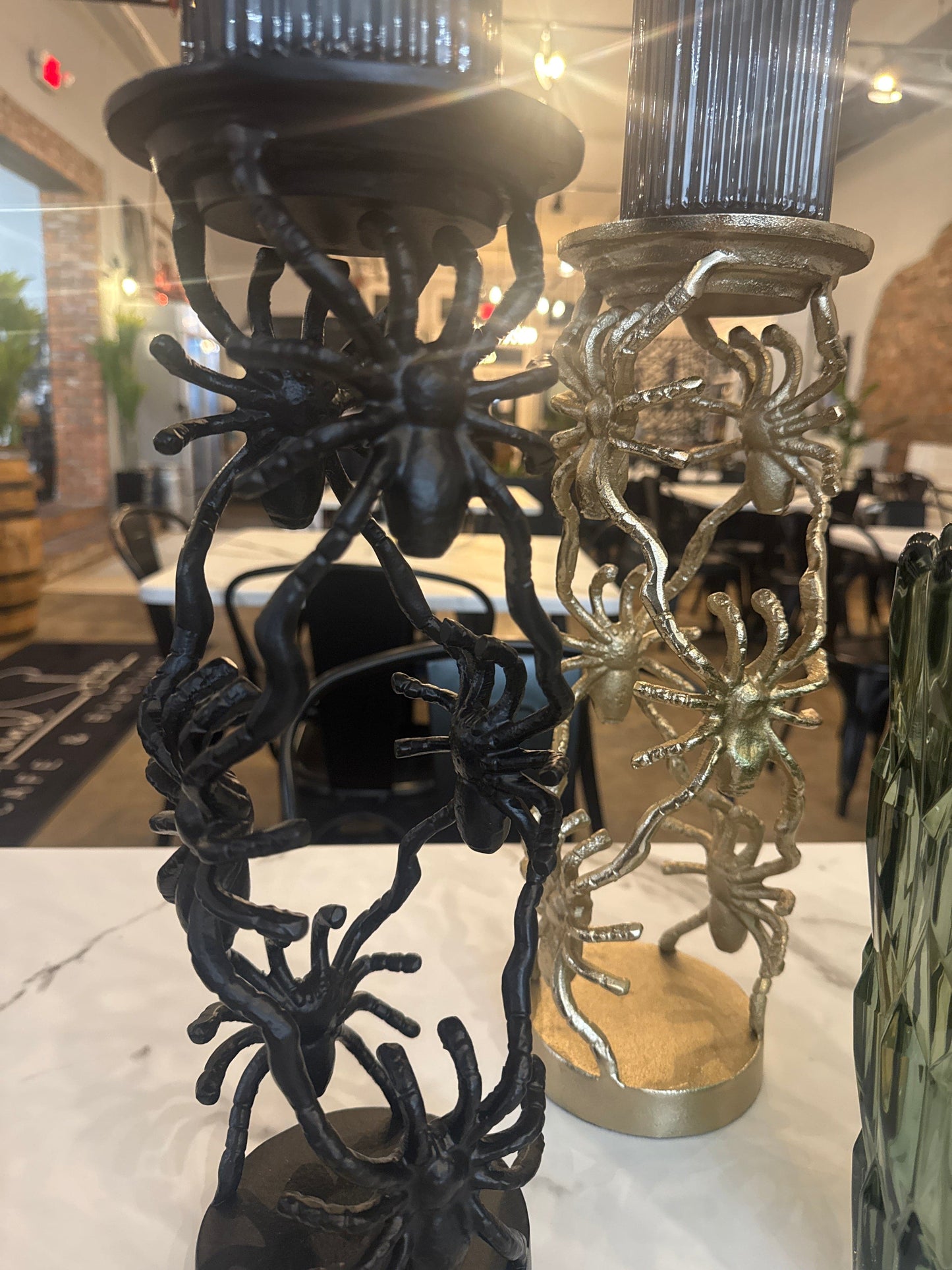 Bl or Gold Spider Candle Holder
