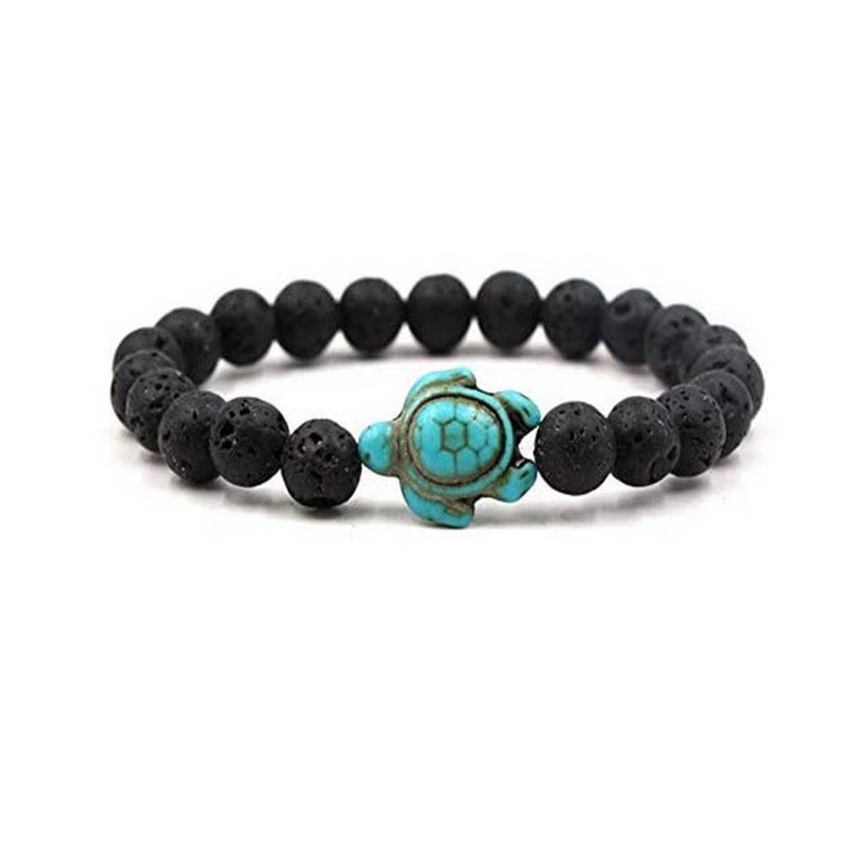 CWAJE3879_BEACH TURQUOISE TURTLE BEADED SIMPLE BRACELET