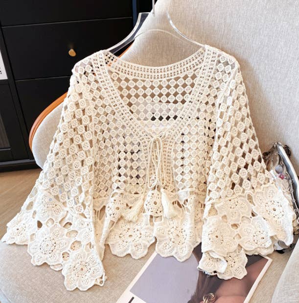 Crochet Hollow Out Cropped Beach Cover Up